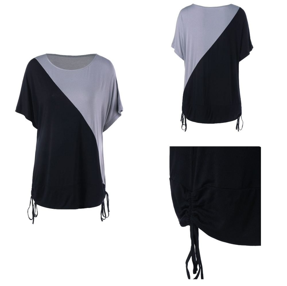 Plus size color block shirt